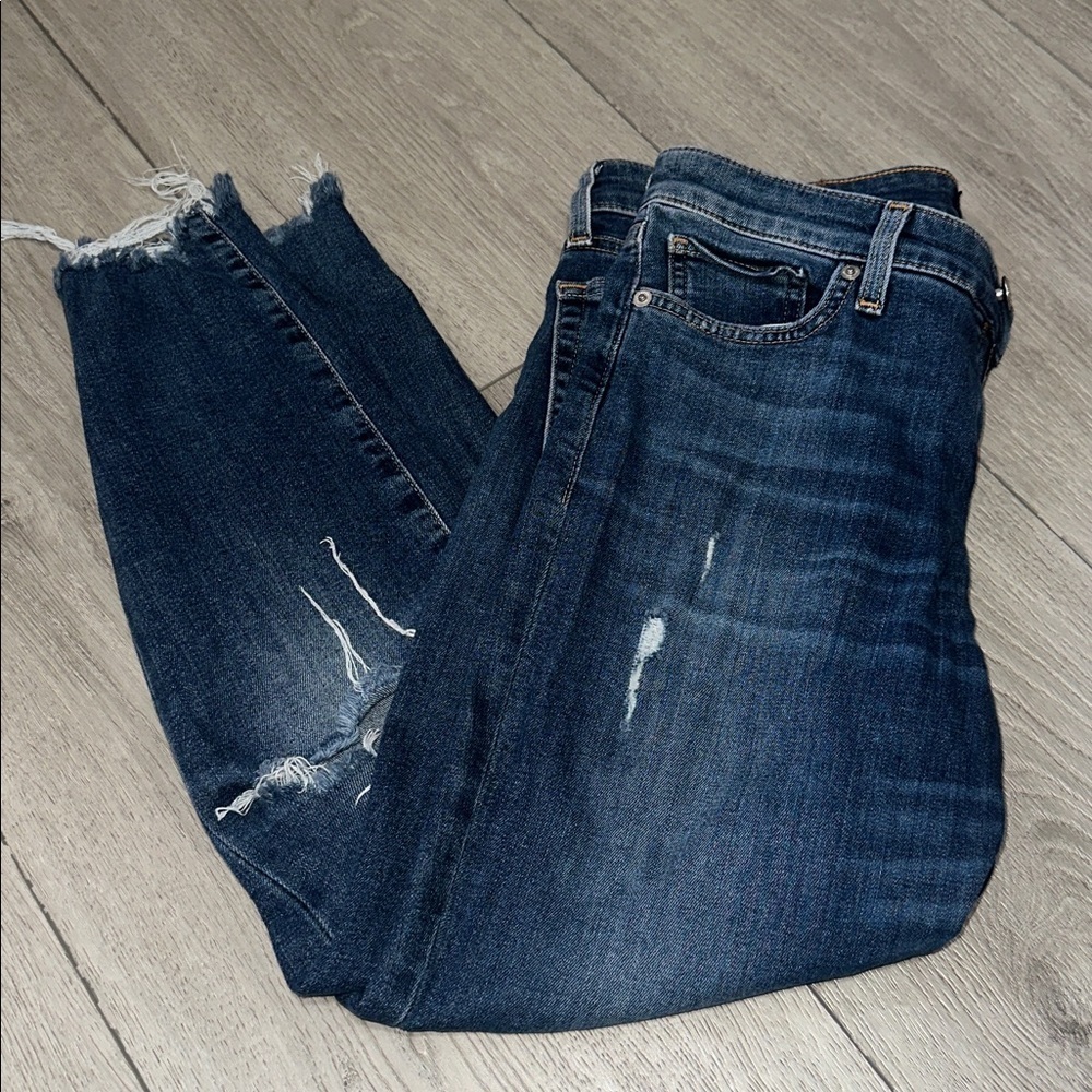 Lucky Brand Dark Blue Distressed Ankle Crop Jeans